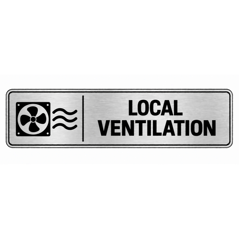 Plaque de porte Local Ventilation PVC argent brossé - signalétique installations et équipements de ventilation - Immograv