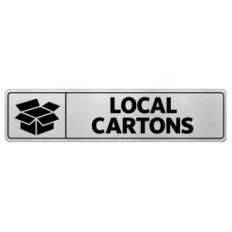 Plaque de porte Local Cartons PVC argent brossé - signalétique déchets - Immograv