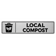 Plaque de porte Local Compost PVC argent brossé - signalétique déchets - Immograv