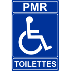 Plaque PMR Accès Toilettes PVC bleu réglementaire - Immograv