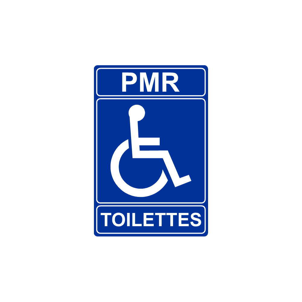Plaque PMR Accès Toilettes PVC bleu réglementaire - Immograv