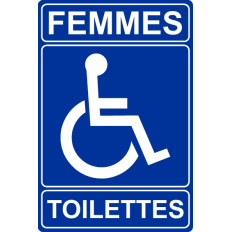 Plaque PMR Accès Toilettes Femmes PVC bleu réglementaire - Immograv