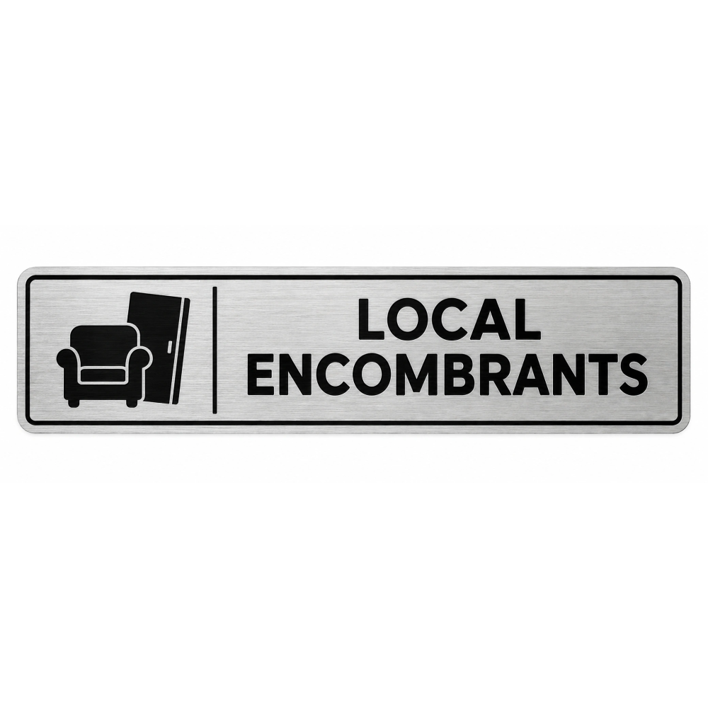 Plaque de porte Local Encombrants PVC argent brossé - signalétique déchets - Immograv