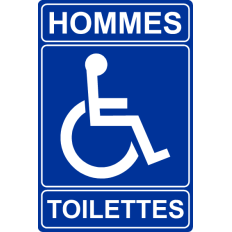 Plaque PMR Accès Toilettes Hommes PVC bleu réglementaire - Immograv