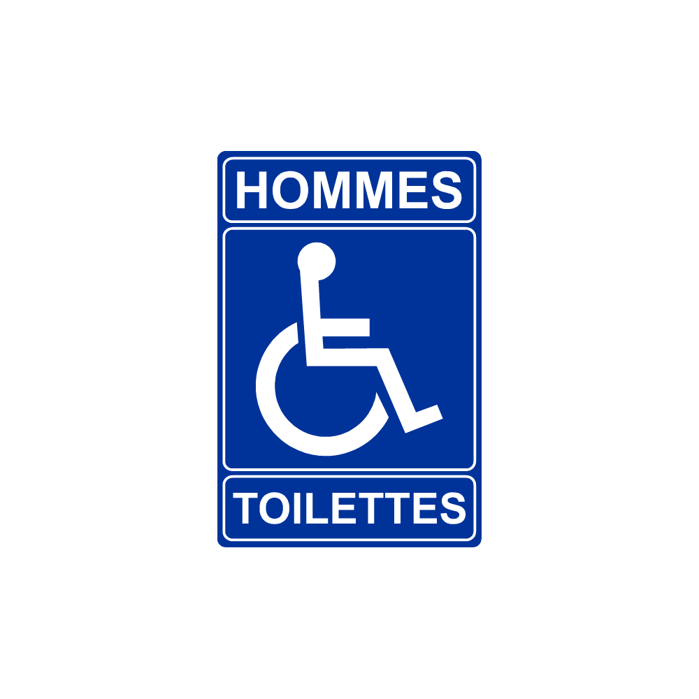 Plaque PMR Accès Toilettes Hommes PVC bleu réglementaire - Immograv