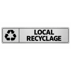 Plaque de porte Local Recyclage PVC argent brossé - signalétique déchets - Immograv
