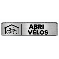 Plaque de porte Abri Vélos PVC argent brossé - signalétique stationnement et protection des vélos - Immograv