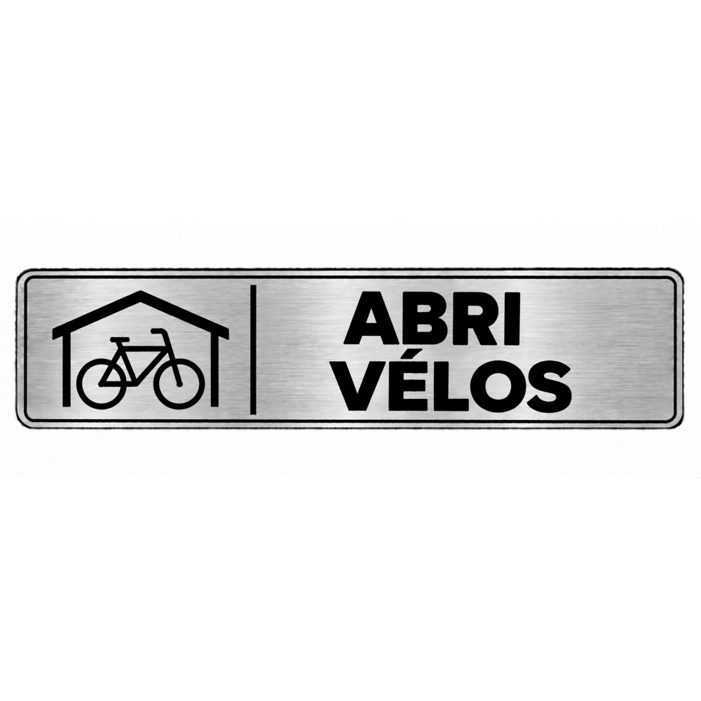 Plaque de porte Abri Vélos PVC argent brossé - signalétique stationnement et protection des vélos - Immograv