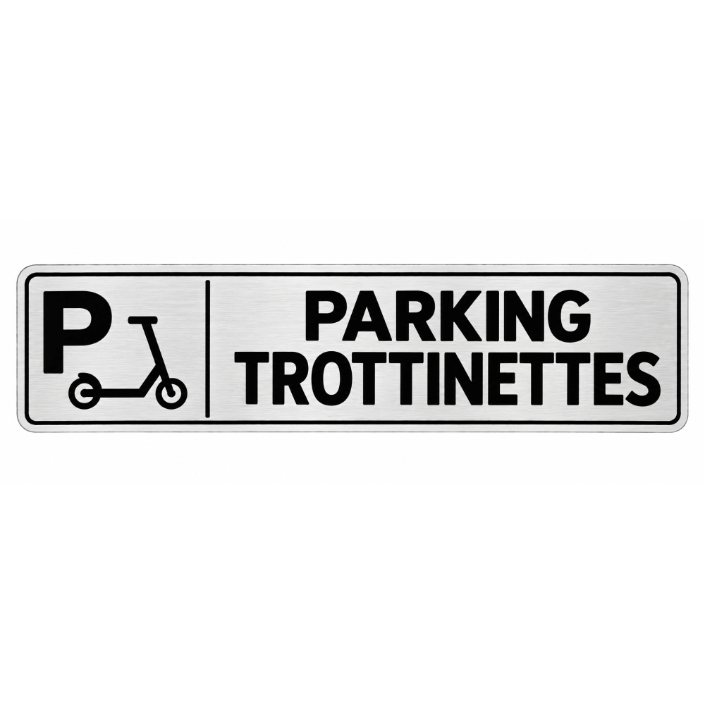Plaque de porte Parking Trottinettes PVC argent brossé - signalétique stationnement des trottinettes - Immograv
