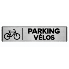 Plaque de porte Parking Vélos PVC argent brossé - signalétique stationnement des vélos - Immograv
