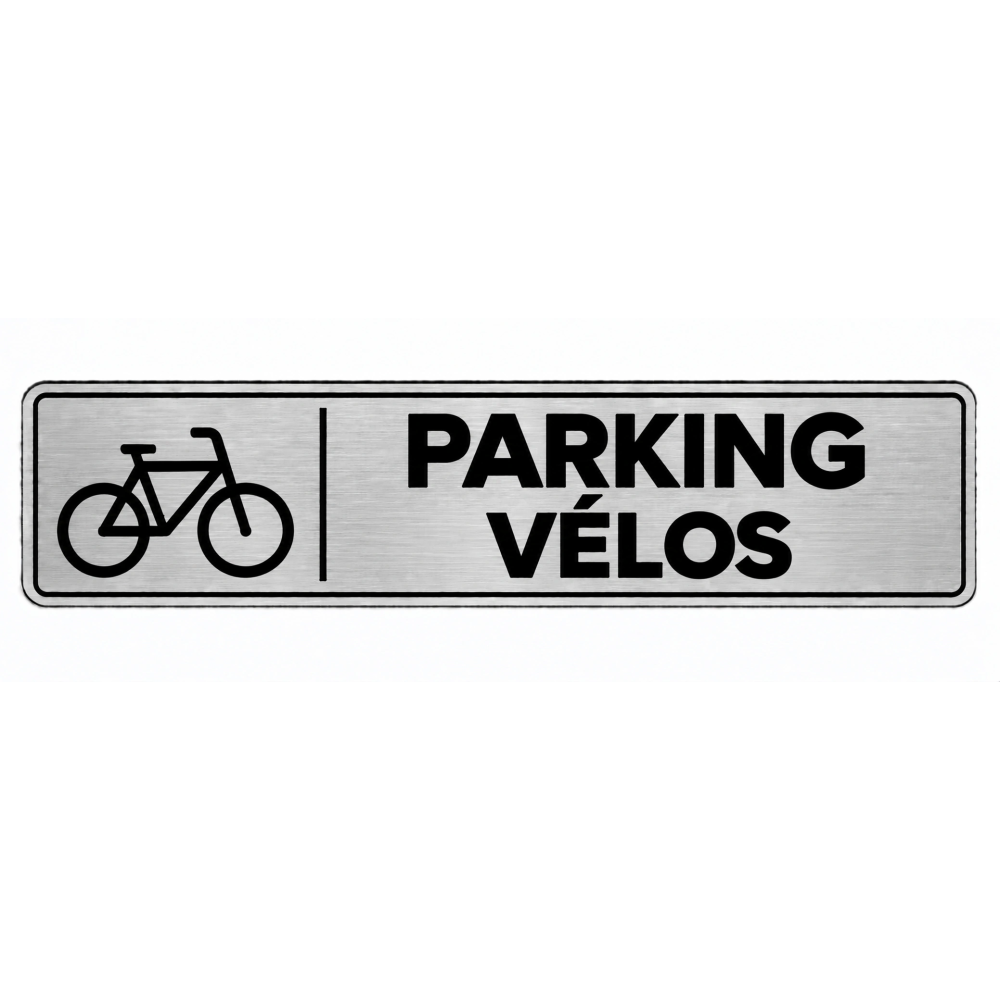 Plaque de porte Parking Vélos PVC argent brossé - signalétique stationnement des vélos - Immograv