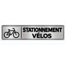 Plaque de porte Stationnement Vélos PVC argent brossé - signalétique stationnement et rangement des vélos - Immograv