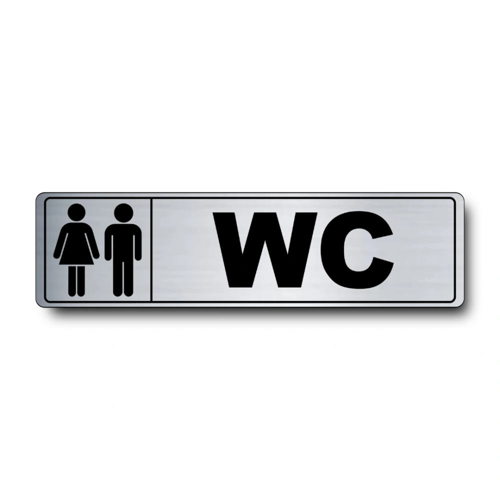 Plaque de porte WC PVC argent brossé - pictogramme homme et femme - Immograv