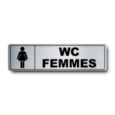Plaque de porte WC Femmes PVC argent brossé - pictogramme femme - Immograv