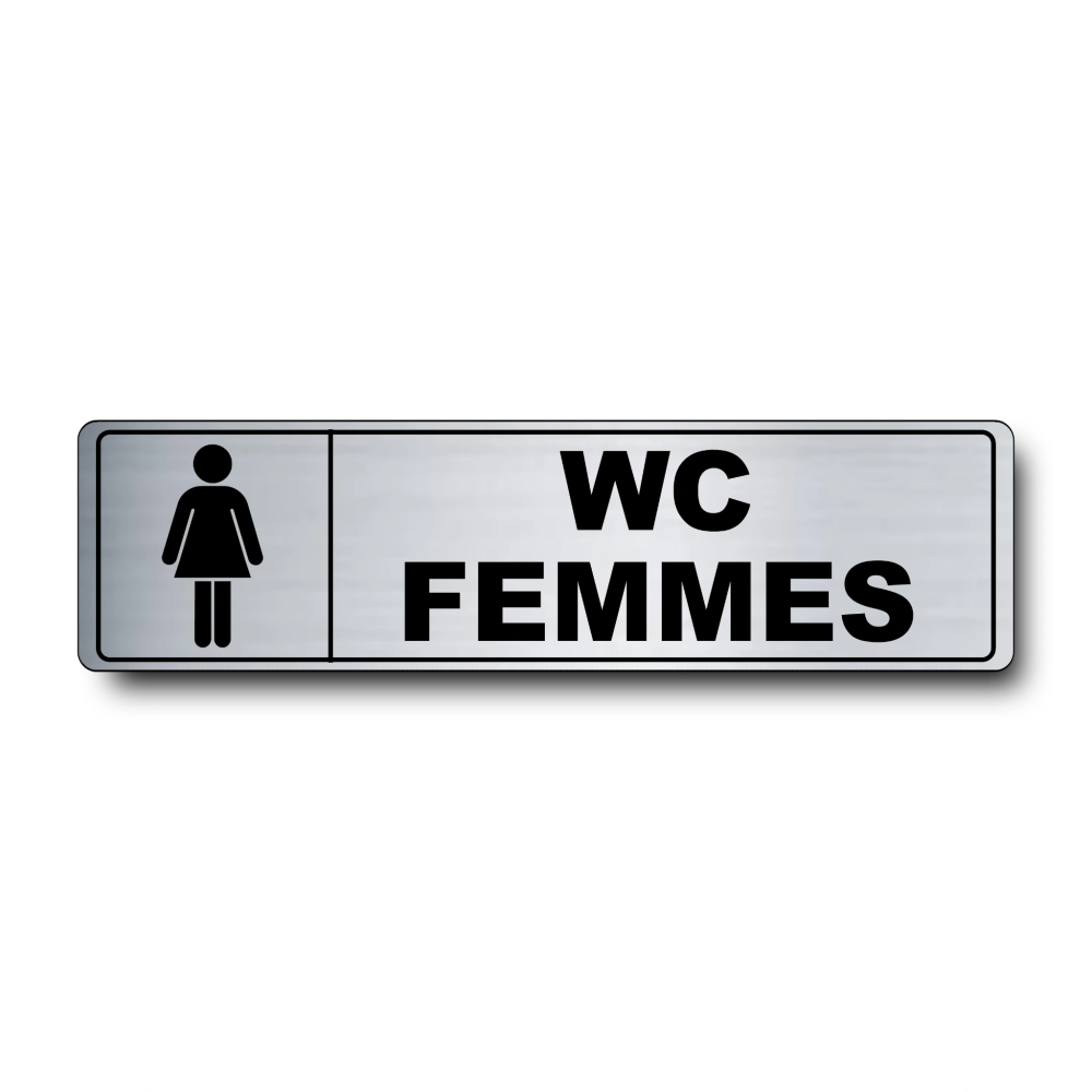 Plaque de porte WC Femmes PVC argent brossé - pictogramme femme - Immograv
