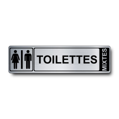 Plaque de porte Toilettes PVC argent brossé - Immograv