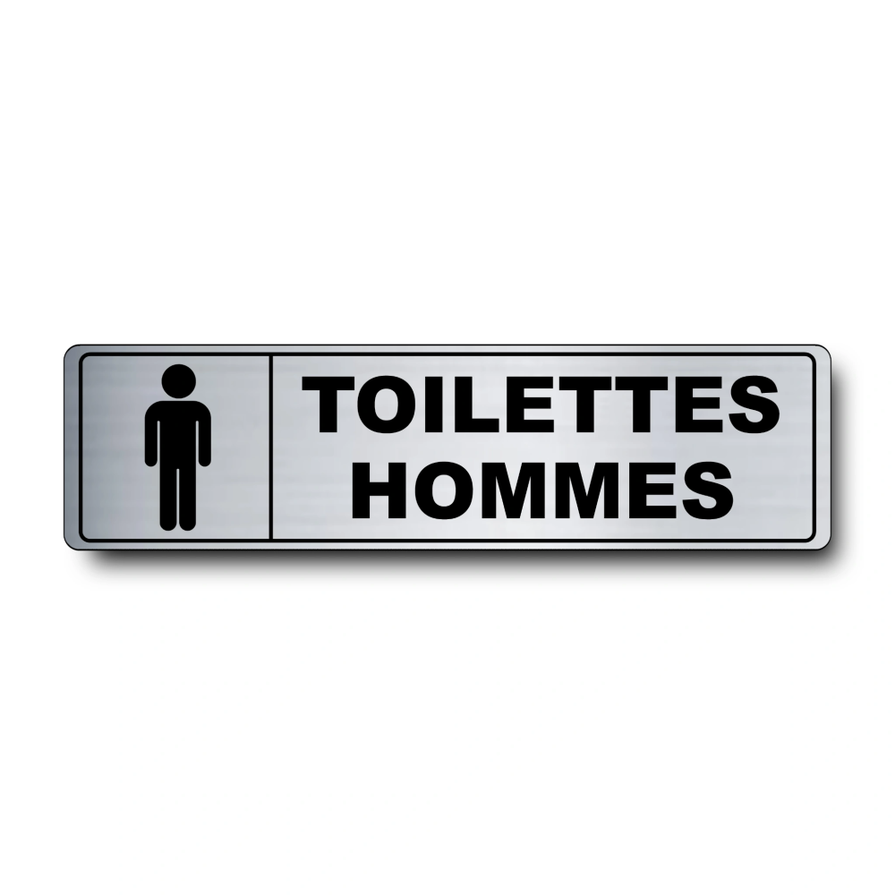Plaque de porte Toilettes Hommes PVC argent brossé - pictogramme homme - Immograv
