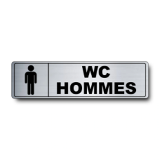Plaque de porte WC Hommes PVC argent brossé - pictogramme homme - Immograv