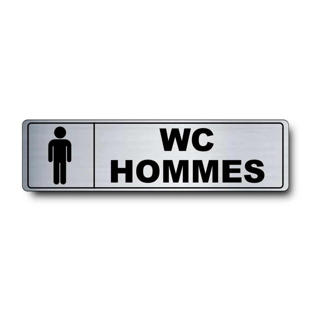 Plaque de porte WC Hommes PVC argent brossé - pictogramme homme - Immograv