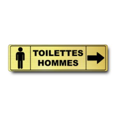 Plaque de porte Toilettes Hommes avec flèche droite - Signalétique en PVC