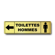 Plaque de porte Toilettes Hommes avec flèche gauche - Signalétique en PVC