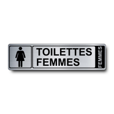 Plaque de porte Toilettes Femmes PVC argent brossé - Immograv