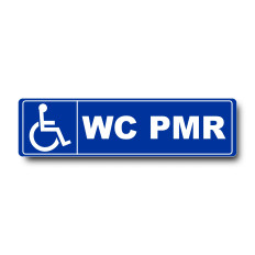 Plaque de porte Toilettes PMR PVC bleu - pictogramme accessibilité - Immograv