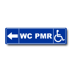 Plaque WC PMR Flèche Gauche - Signalétique de porte | Immograv