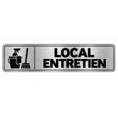 Plaque de porte Local Entretien PVC argent brossé - signalétique entretien et maintenance - Immograv