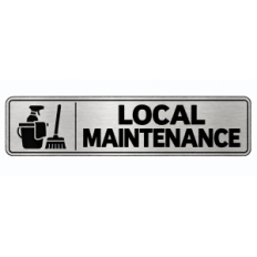 Plaque de porte Local Maintenance PVC argent brossé - signalétique entretien et maintenance - Immograv