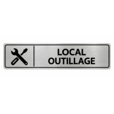 Plaque de porte Local Outillage PVC argent brossé - signalétique entretien et maintenance - Immograv