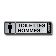 Plaque de porte Toilettes Hommes PVC argent brossé - Immograv