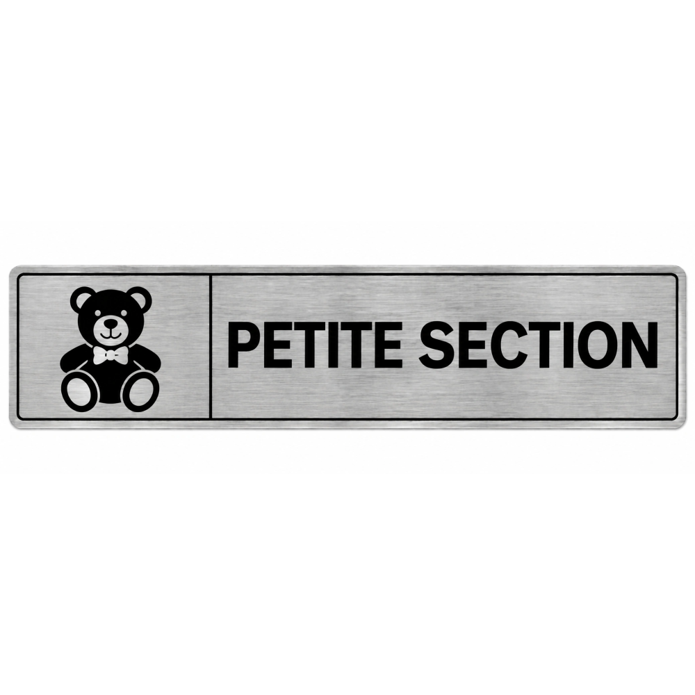 Plaque de porte Petite Section en PVC argent brossé - signalétique école maternelle - Immograv