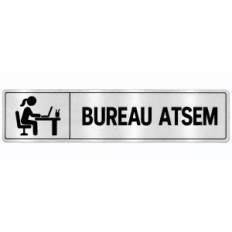 Plaque de porte Bureau ATSEM en PVC argent brossé - signalétique école maternelle - Immograv