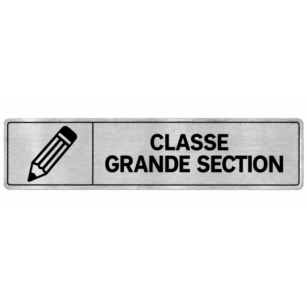 Plaque de porte Classe Grande Section en PVC argent brossé - signalétique école maternelle - Immograv