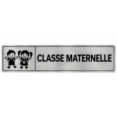 Plaque de porte Classe Maternelle en PVC argent brossé - signalétique école maternelle - Immograv