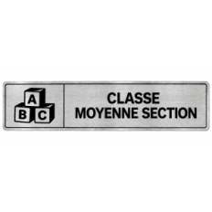 Plaque de porte Classe Moyenne Section en PVC argent brossé - signalétique école maternelle - Immograv