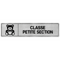 Plaque de porte Classe Petite Section en PVC argent brossé - signalétique école maternelle - Immograv