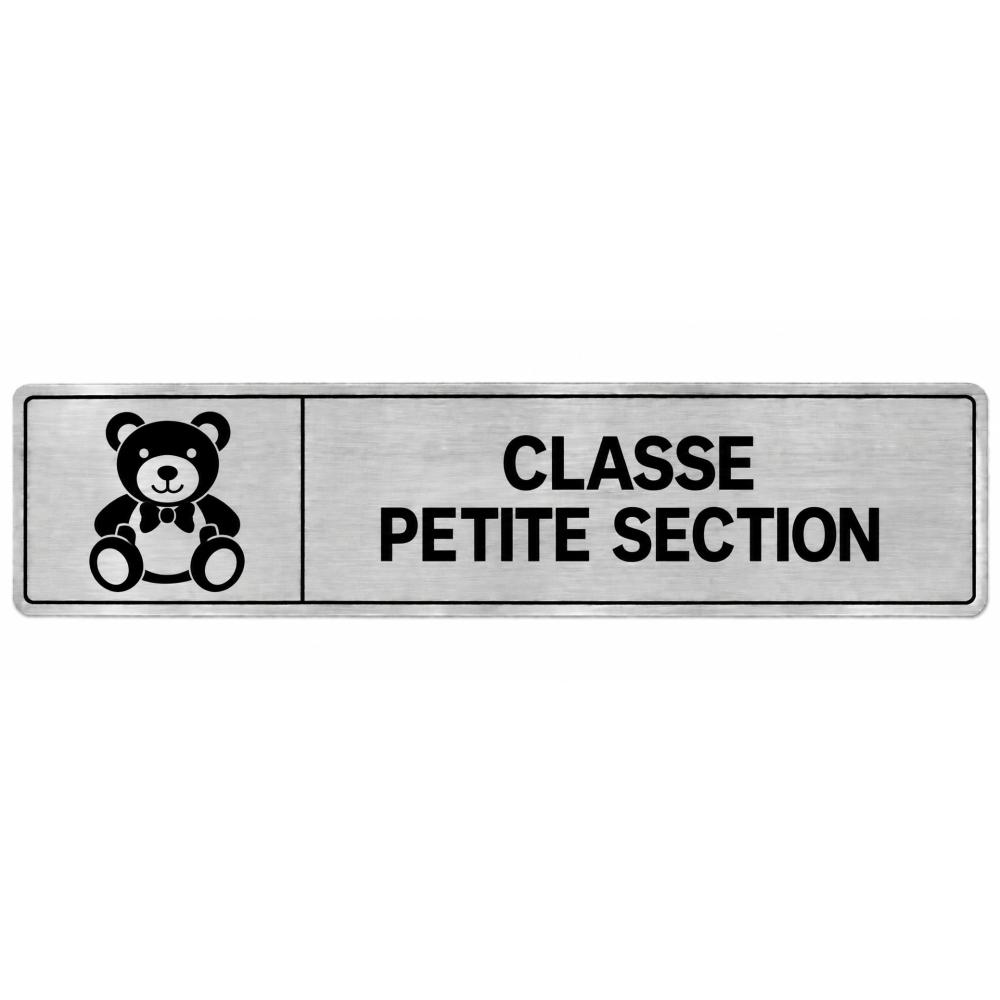 Plaque de porte Classe Petite Section en PVC argent brossé - signalétique école maternelle - Immograv