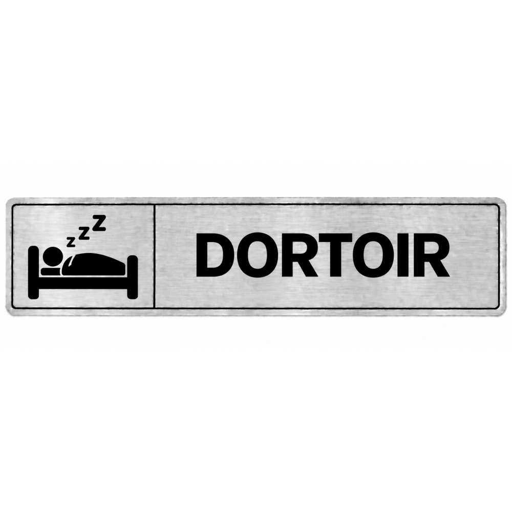 Plaque de porte Dortoir en PVC argent brossé - signalétique école maternelle - Immograv