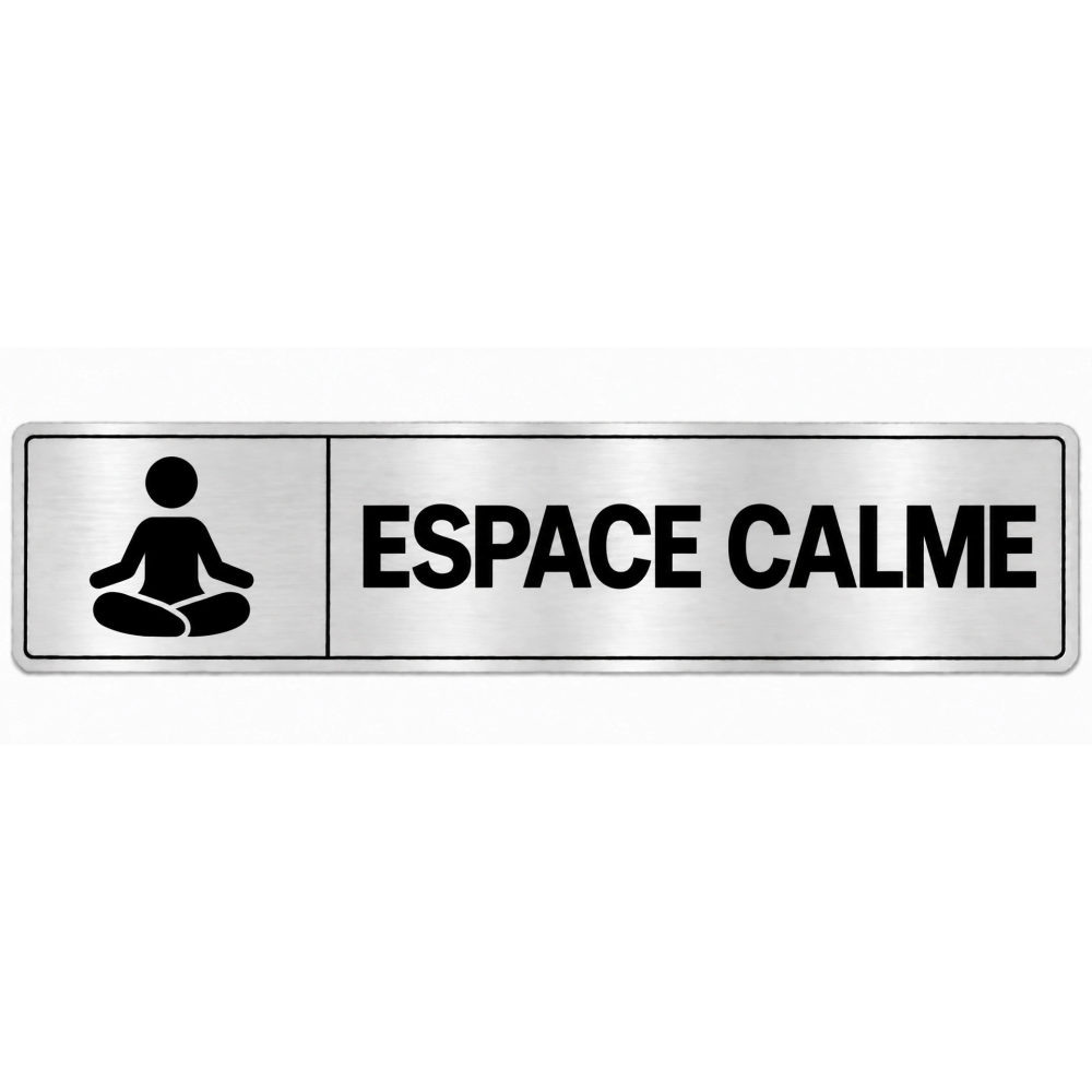 Plaque de porte Espace Calme en PVC argent brossé - signalétique école maternelle - Immograv