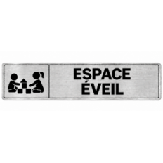 Plaque de porte Espace Éveil en PVC argent brossé - signalétique école maternelle - Immograv
