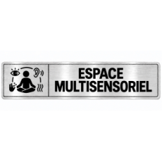 Plaque de porte Espace Multisensoriel en PVC argent brossé - signalétique école maternelle - Immograv