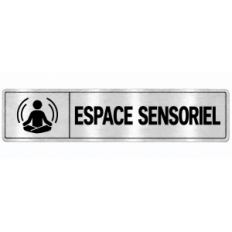 Plaque de porte Espace Sensoriel en PVC argent brossé - signalétique école maternelle - Immograv