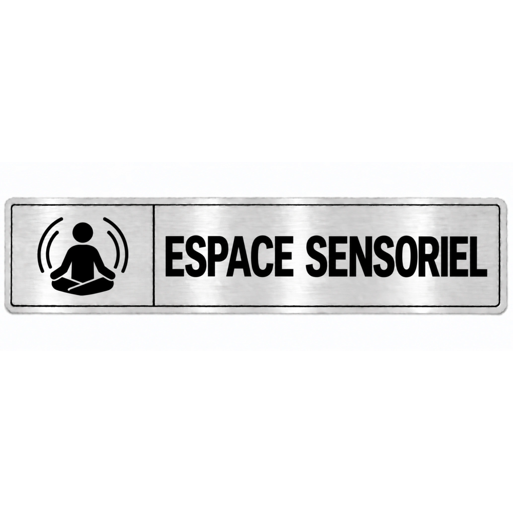 Plaque de porte Espace Sensoriel en PVC argent brossé - signalétique école maternelle - Immograv