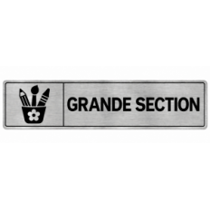 Plaque de porte Grande Section en PVC argent brossé - signalétique école maternelle - Immograv