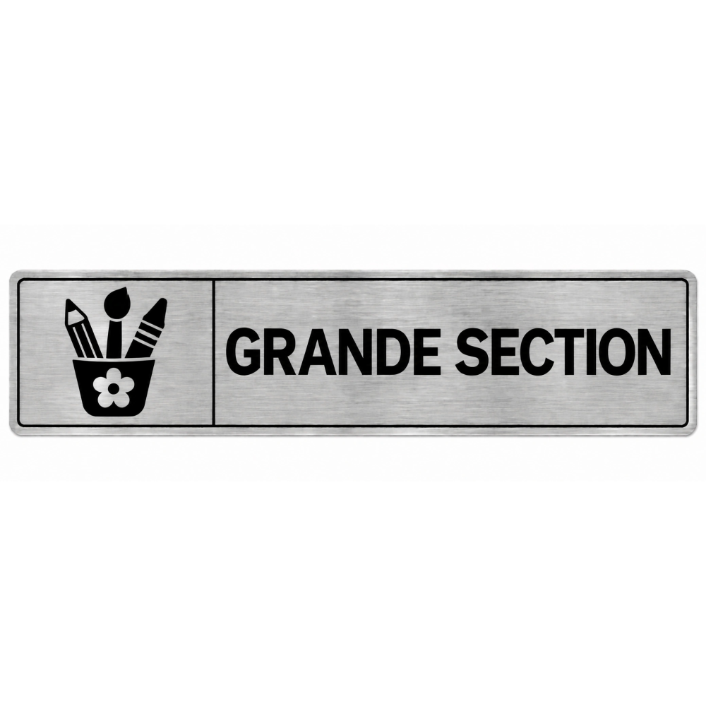 Plaque de porte Grande Section en PVC argent brossé - signalétique école maternelle - Immograv