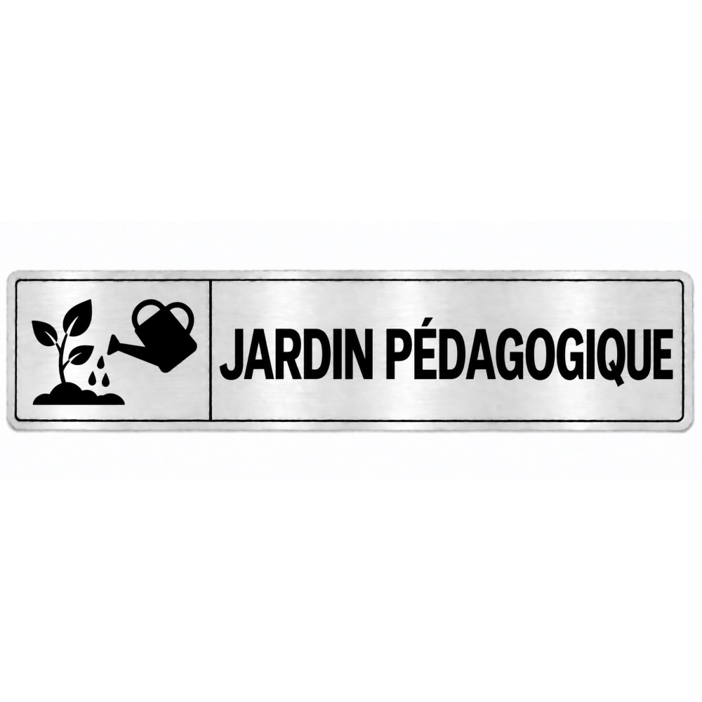 Plaque de porte Jardin Pédagogique en PVC argent brossé - signalétique école maternelle - Immograv