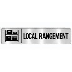 Plaque de porte Local Rangement en PVC argent brossé - signalétique école maternelle - Immograv