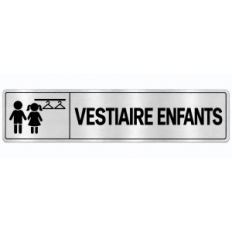 Plaque de porte Vestiaire Enfants en PVC argent brossé - signalétique école maternelle - Immograv